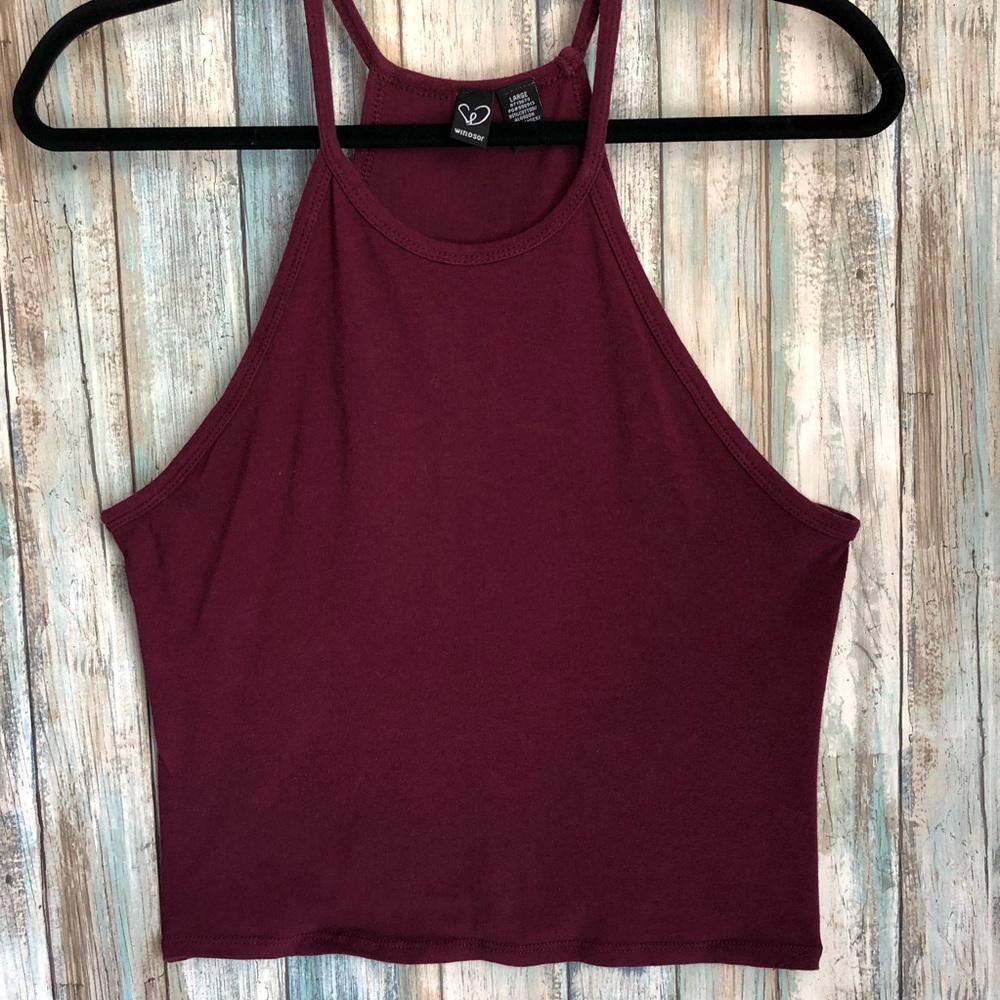 Burgundy cute spaghetti strap tee